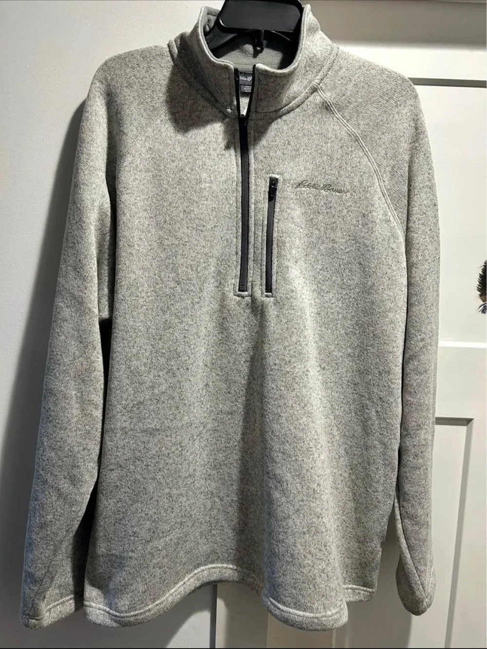 Eddie Bauer Men’s Sweater Fleece 1/4 Zip Pullover - Light Gray (Size XL)